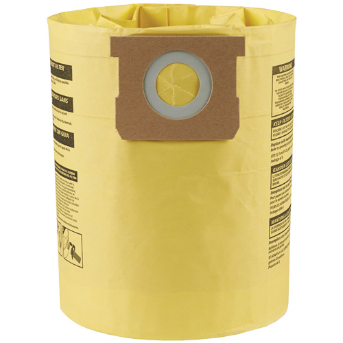Sacs filtrants pour d&eacute;bris secs jetables &agrave; haute efficacit&eacute; de type H, 5 - 8 gal. US Pathway Supply LP