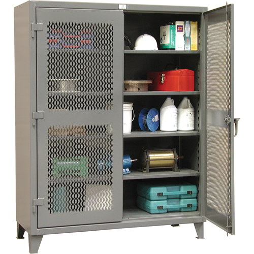 Heavy-Duty Ventilated Storage Cabinets, 4 Shelves, 72" H x 48" W x 24" D, Steel, Grey Pathway Supply LP