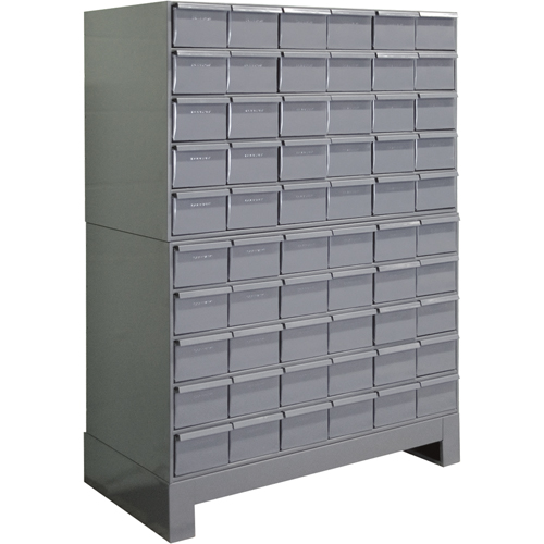 Industrial Drawer Cabinets With Base, 60 Drawers, 34-1/8" W x 12-1/4" D x 48-1/8" H, Grey Pathway Supply LP