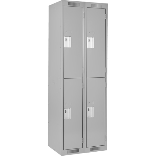 Clean Line Lockers, 2 -tier, Bank of 2, 24" x 18" x 72", Steel, Grey, Rivet (Assembled) Pathway Supply LP