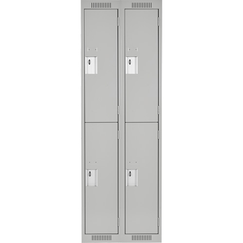 Clean Line Lockers, 2 -tier, Bank of 2, 24" x 18" x 72", Steel, Grey, Rivet (Assembled) Pathway Supply LP