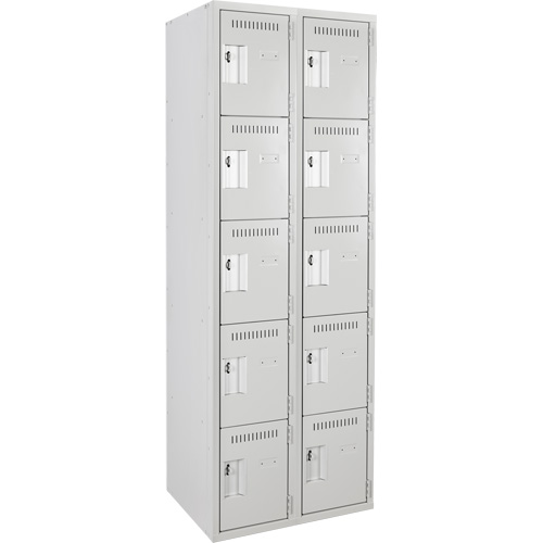 Assembled Clean Line Personal Effects Lockers, 5 -tier, Bank of 2, 12" x 72" x 24", Steel Pathway Supply LP