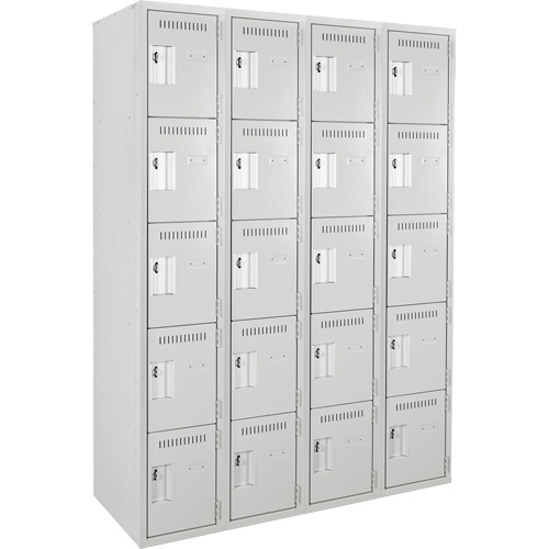 Assembled Clean Line Personal Effects Lockers, 5 -tier, Bank of 4, 12" x 72" x 48", Steel Pathway Supply LP