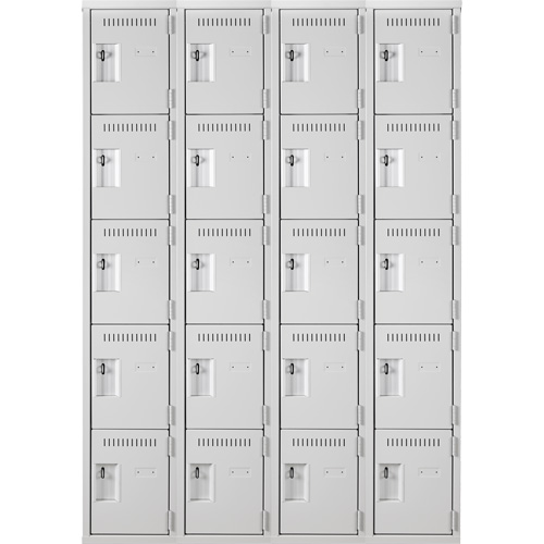 Assembled Clean Line Personal Effects Lockers, 5 -tier, Bank of 4, 12" x 72" x 48", Steel Pathway Supply LP