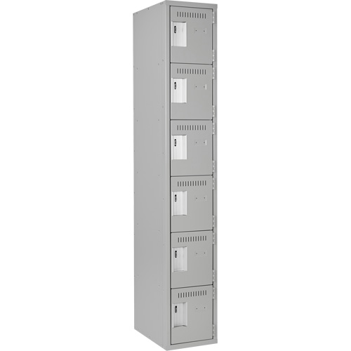 Clean Line Lockerettes, 6 -tier, 12" x 18" x 72", Steel, Grey, Rivet (Assembled) Pathway Supply LP