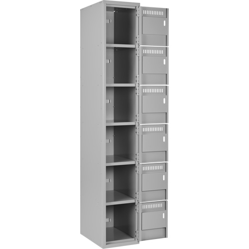 Clean Line Lockerettes, 6 -tier, Bank of 3, 36" x 18" x 72", Steel, Grey, Rivet (Assembled) Pathway Supply LP