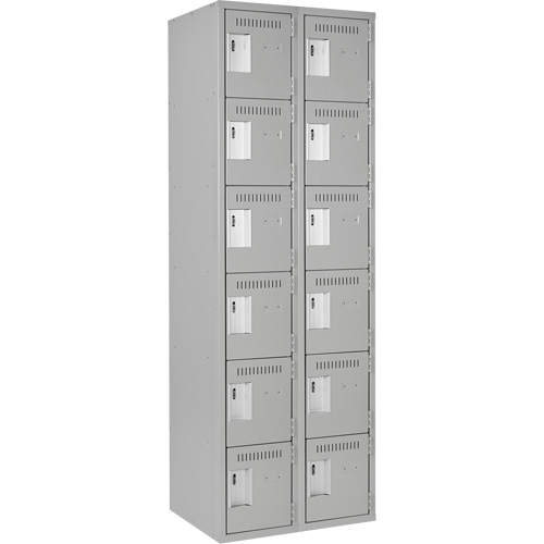 Clean Line Lockerettes, 6 -tier, Bank of 2, 24" x 18" x 72", Steel, Grey, Rivet (Assembled) Pathway Supply LP
