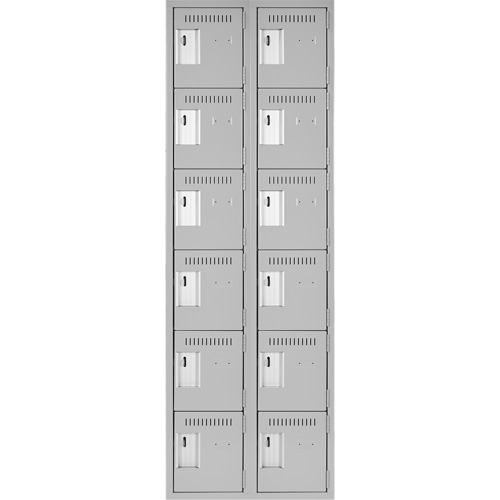 Clean Line Lockerettes, 6 -tier, Bank of 2, 24" x 18" x 72", Steel, Grey, Rivet (Assembled) Pathway Supply LP
