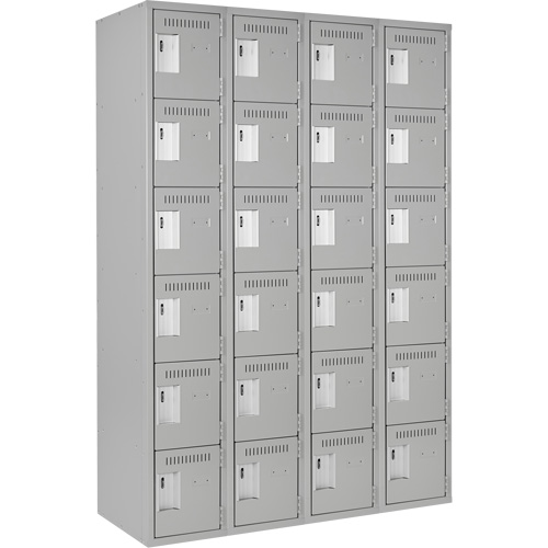 Clean Line Lockerettes, 6 -tier, Bank of 4, 48" x 18" x 72", Steel, Grey, Rivet (Assembled) Pathway Supply LP