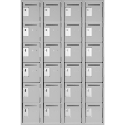 Clean Line Lockerettes, 6 -tier, Bank of 4, 48" x 18" x 72", Steel, Grey, Rivet (Assembled) Pathway Supply LP