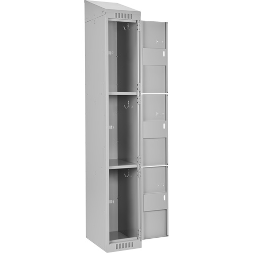 Clean Line Lockers, 3 -tier, Bank of 3, 36" x 18" x 78", Steel, Grey, Rivet (Assembled) Pathway Supply LP