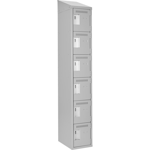 Clean Line Lockerette , 6 -tier, 12" x 18" x 78", Steel, Grey, Rivet (Assembled) Pathway Supply LP