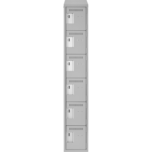Clean Line Lockerette , 6 -tier, 12" x 18" x 78", Steel, Grey, Rivet (Assembled) Pathway Supply LP