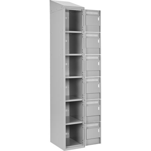 Clean Line Lockerette , 6 -tier, Bank of 4, 48" x 18" x 78", Steel, Grey, Rivet (Assembled) Pathway Supply LP