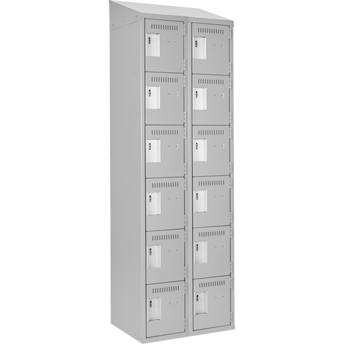 Clean Line Lockerette , 6 -tier, Bank of 2, 24" x 18" x 78", Steel, Grey, Rivet (Assembled) Pathway Supply LP