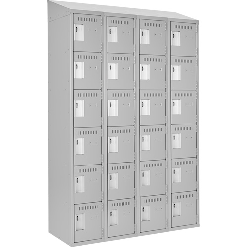 Clean Line Lockerette , 6 -tier, Bank of 4, 48" x 18" x 78", Steel, Grey, Rivet (Assembled) Pathway Supply LP