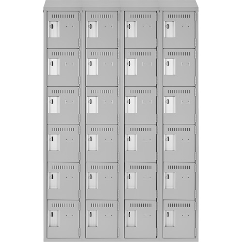 Clean Line Lockerette , 6 -tier, Bank of 4, 48" x 18" x 78", Steel, Grey, Rivet (Assembled) Pathway Supply LP