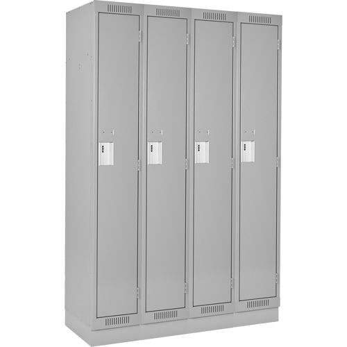 Clean Line Lockers, Bank of 4, 48" x 18" x 76", Steel, Grey, Rivet (Assembled) Pathway Supply LP