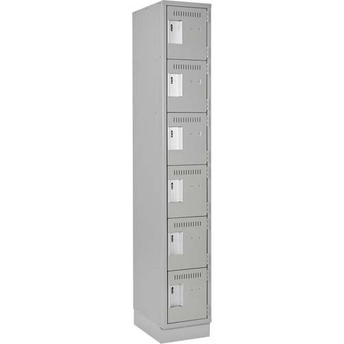 Clean Line Lockerette, 6 -tier, 12" x 18" x 76", Steel, Grey, Rivet (Assembled) Pathway Supply LP