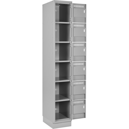 Clean Line Lockerette, 6 -tier, Bank of 3, 36" x 18" x 76", Steel, Grey, Rivet (Assembled) Pathway Supply LP