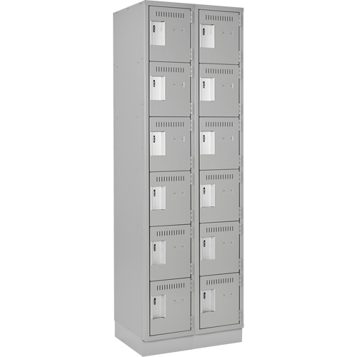 Clean Line Lockerette, 6 -tier, Bank of 2, 24" x 18" x 76", Steel, Grey, Rivet (Assembled) Pathway Supply LP