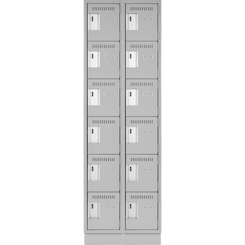 Clean Line Lockerette, 6 -tier, Bank of 2, 24" x 18" x 76", Steel, Grey, Rivet (Assembled) Pathway Supply LP