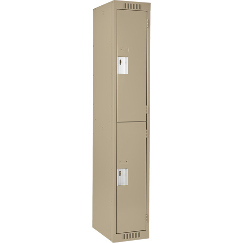 Clean Line Lockers, 2 -tier, 12" x 18" x 72", Steel, Beige, Rivet (Assembled) Pathway Supply LP