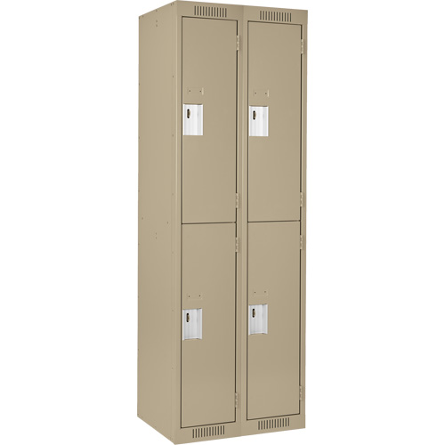 Clean Line Lockers, 2 -tier, Bank of 2, 24" x 18" x 72", Steel, Beige, Rivet (Assembled) Pathway Supply LP
