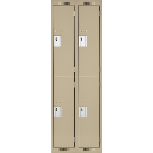 Clean Line Lockers, 2 -tier, Bank of 2, 24" x 18" x 72", Steel, Beige, Rivet (Assembled) Pathway Supply LP