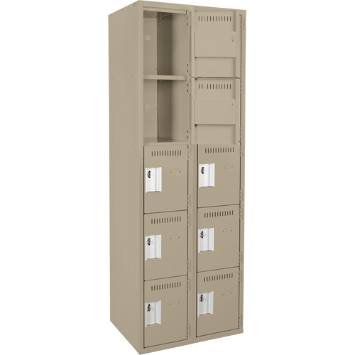 Assembled Clean Line Personal Effects Lockers, 5 -tier, Bank of 2, 12" x 72" x 24", Steel Pathway Supply LP