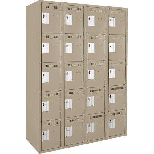 Assembled Clean Line Personal Effects Lockers, 5 -tier, Bank of 4, 12" x 72" x 48", Steel Pathway Supply LP