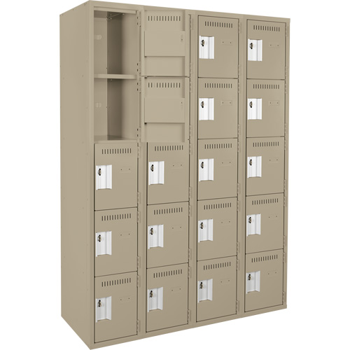 Assembled Clean Line Personal Effects Lockers, 5 -tier, Bank of 4, 12" x 72" x 48", Steel Pathway Supply LP