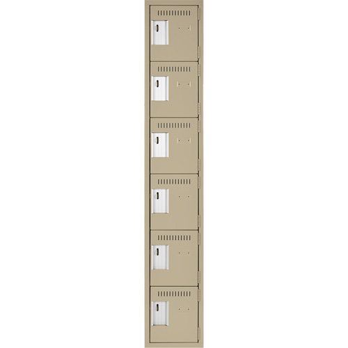 Petits casiers Clean Line, 6 niveaux, 12" x 18" x 72", Acier, Beige, Rivet (assembl&eacute;) Pathway Supply LP