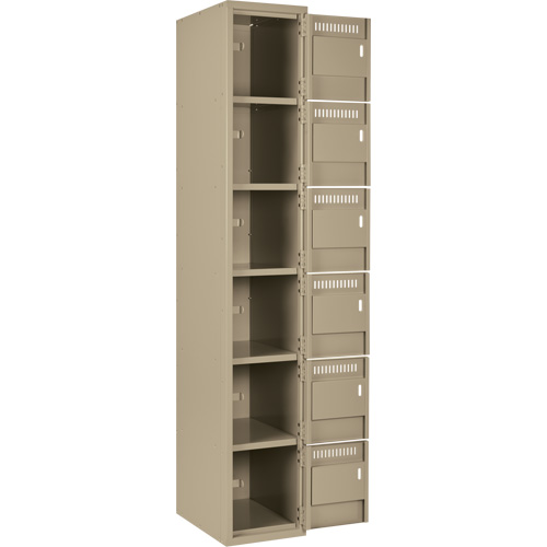 Clean Line Lockerette, 6 -tier, Bank of 4, 48" x 18" x 72", Steel, Beige, Rivet (Assembled) Pathway Supply LP