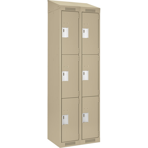 Clean Line Lockers, 3 -tier, Bank of 2, 24" x 18" x 78", Steel, Beige, Rivet (Assembled) Pathway Supply LP