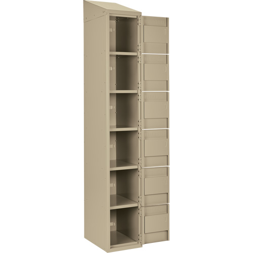 Clean Line Lockerette, 6 -tier, Bank of 2, 24" x 18" x 78", Steel, Beige, Rivet (Assembled) Pathway Supply LP