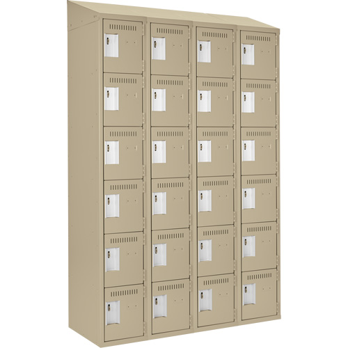 Clean Line Lockerette, 6 -tier, Bank of 4, 48" x 18" x 78", Steel, Beige, Rivet (Assembled) Pathway Supply LP