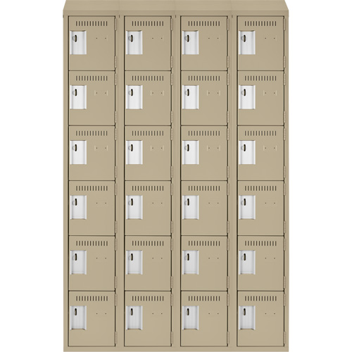 Clean Line Lockerette, 6 -tier, Bank of 4, 48" x 18" x 78", Steel, Beige, Rivet (Assembled) Pathway Supply LP