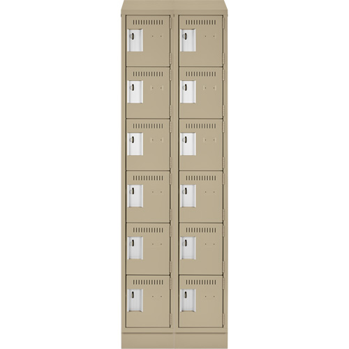 Clean Line Lockerette , 6 -tier, Bank of 2, 24" x 18" x 82", Steel, Beige, Rivet (Assembled) Pathway Supply LP