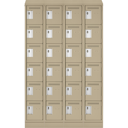Clean Line Lockerette , 6 -tier, Bank of 4, 48" x 18" x 82", Steel, Beige, Rivet (Assembled) Pathway Supply LP