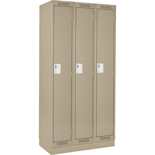 Clean Line Lockers, Bank of 3, 36" x 18" x 76", Steel, Beige, Rivet (Assembled) Pathway Supply LP