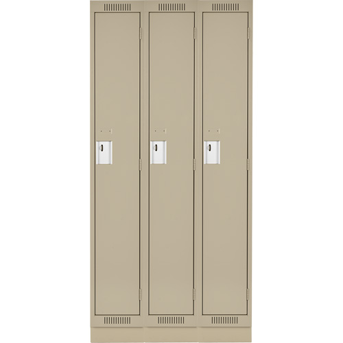 Clean Line Lockers, Bank of 3, 36" x 18" x 76", Steel, Beige, Rivet (Assembled) Pathway Supply LP