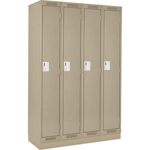 Clean Line Lockers, Bank of 4, 48" x 18" x 76", Steel, Beige, Rivet (Assembled) Pathway Supply LP
