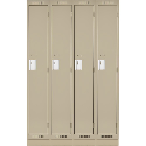 Clean Line Lockers, Bank of 4, 48" x 18" x 76", Steel, Beige, Rivet (Assembled) Pathway Supply LP
