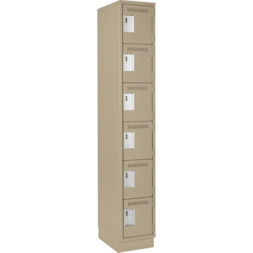Clean Line Lockerette, 6 -tier, 12" x 18" x 76", Steel, Beige, Rivet (Assembled) Pathway Supply LP