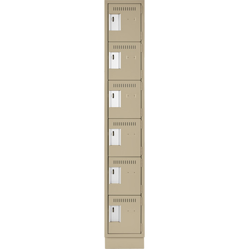 Clean Line Lockerette, 6 -tier, 12" x 18" x 76", Steel, Beige, Rivet (Assembled) Pathway Supply LP