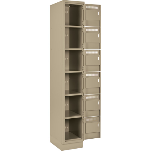 Clean Line Lockerette, 6 -tier, Bank of 2, 24" x 18" x 76", Steel, Beige, Rivet (Assembled) Pathway Supply LP