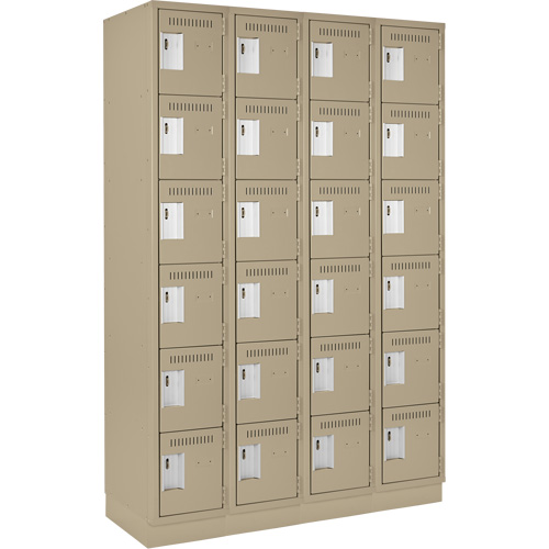 Clean Line Lockerette, 6 -tier, Bank of 4, 48" x 18" x 76", Steel, Beige, Rivet (Assembled) Pathway Supply LP