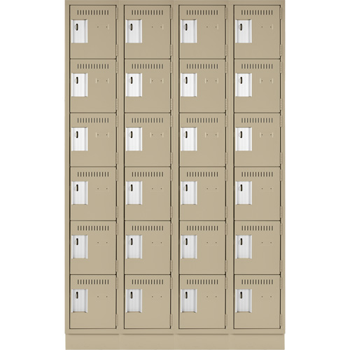 Clean Line Lockerette, 6 -tier, Bank of 4, 48" x 18" x 76", Steel, Beige, Rivet (Assembled) Pathway Supply LP