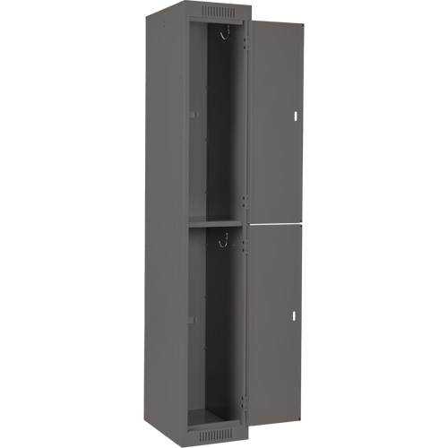 Casiers Clean Line, 2 niveaux, Bloc de 4, 48" x 18" x 72", Acier, Charbon, Rivet (assembl&eacute;) Pathway Supply LP
